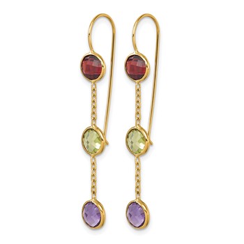 Herco 14K Polished Garnet Peridot and Amethyst Shephard Hook Dangle Earrings — alternate view