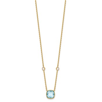 Herco 14K Polished Blue and White Topaz 16 Inch with 2 Inch Extension Necklace Unfinished — alternate view