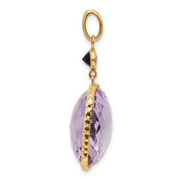 Herco 14K Polished Pink Quartz and Amethyst Pendant — alternate view