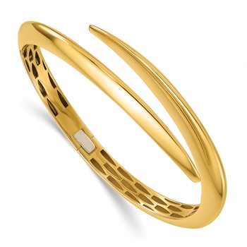 Herco 14K Polished Bypass Hinged Cuff Bangle