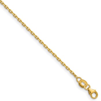 Herco 14K Diamond-cut 1.5mm Solid Open Elongated Cable 22 Inch Chain