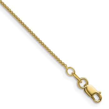 Herco 14K Polished 1.1mm Solid Spiga 9 Inch Chain Anklet