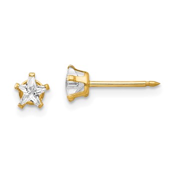 Inverness 14k 4mm Star CZ Post Piercing Earrings