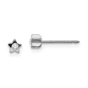 Inverness Stainless Steel Polished Crystal in Star Post Piercing Earrings