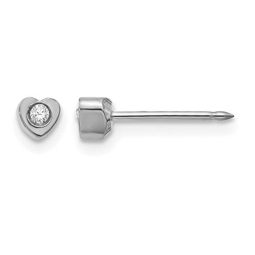 Inverness Stainless Steel Polished Crystal in Heart Earrings