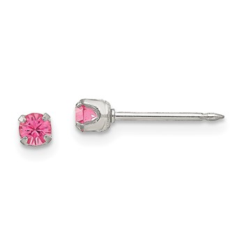 Inverness Stainless Steel 3mm Rose Crystal Post Piercing Earrings