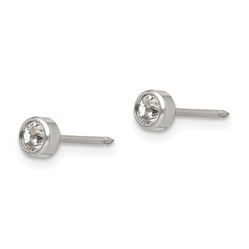 Inverness Titanium 4mm Bezel Crystal Post Piercing Earrings — alternate view