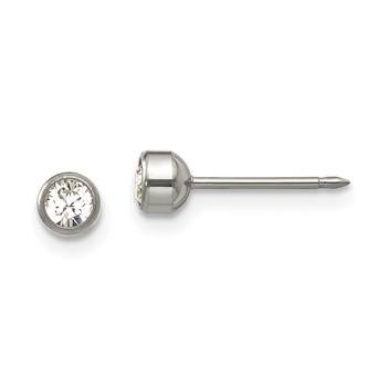 Inverness Titanium 4mm Bezel Crystal Post Piercing Earrings