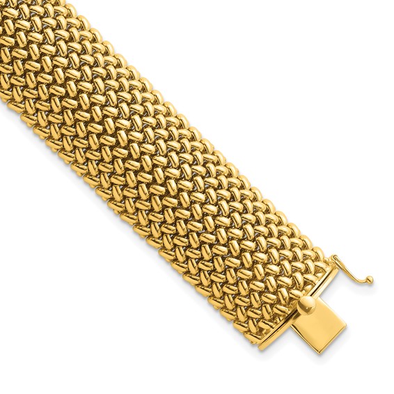 Herco 18K Polished 22mm Semi-solid Mesh 7.5 inch Bracelet - Quality Gold