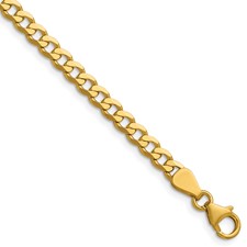 Image of Herco 18K Polished 4.6mm Solid Beveled Flat Curb 8 Inch Chain Bracelet