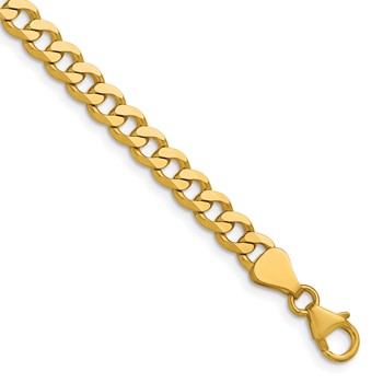 Herco 18K Polished 5.55mm Solid Beveled Flat Curb 22 Inch Chain