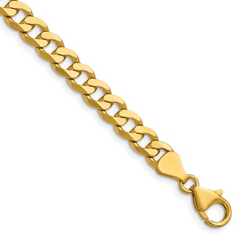 Herco 18K Polished 6.5mm Solid Beveled Flat Curb 22 Inch Chain