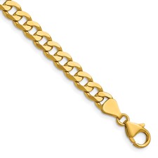 Image of Herco 18K Polished 6.5mm Solid Beveled Flat Curb 8 Inch Chain Bracelet