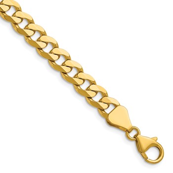 Herco 18K Polished 7.0mm Solid Beveled Flat Curb 22 Inch Chain