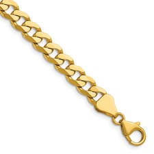 Image of Herco 18K Polished 7.0mm Solid Beveled Flat Curb 24 Inch Chain