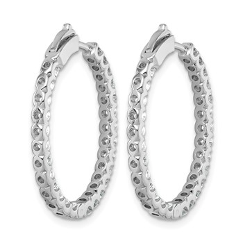 Herco 18K White Gold Rhodium-plated Polished 2 Carat Diamond In and Out Hinged Oval Hoop Earrings — alternate view