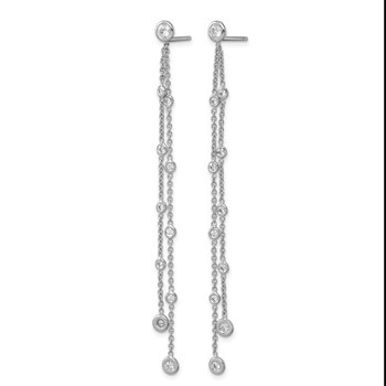 Herco 18K White Gold Rhodium-plated Polished 2-Strand Diamond Post Dangle Earrings — alternate view