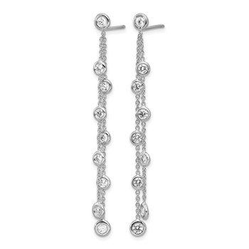 Herco 18K White Gold Rhodium-plated Polished 2-Strand Diamond Post Dangle Earrings — alternate view