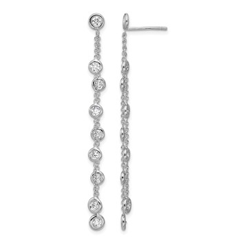 Herco 18K White Gold Rhodium-plated Polished 2-Strand Diamond Post Dangle Earrings