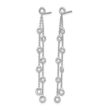 Herco 18K White Gold Rhodium-plated Polished 2-Strand Post Dangle Earring Mountings — alternate view
