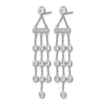 Herco 18K White Gold Rhodium-plated Polished 3-Strand Post Dangle Earring Mountings — alternate view