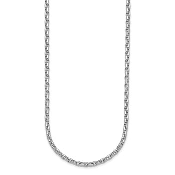 Herco 18K White Gold Rhodium-plated Polished 3.5mm Solid Oval Link 16 Inch Chain — alternate view