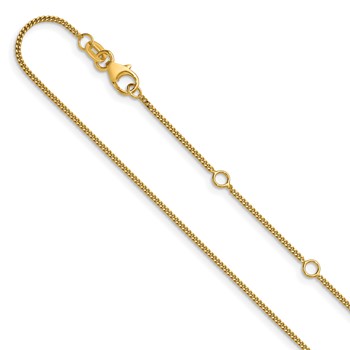 Herco 18K Polished 1.2mm Solid Curb 16+1+1 Inch Chain