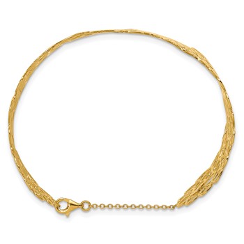 Herco 18K Polished Wide Contemporary w/ Safety Chain Cuff Bangle — alternate view