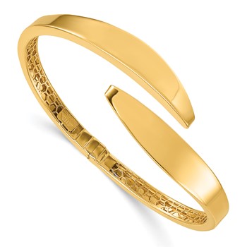 Herco 18K Polished Curved Bypass Hinged Bangle