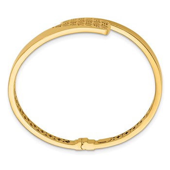 Herco 18K Polished and Filigree Curved Bypass Hinged Bangle — alternate view