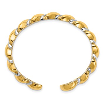 Herco 18K Two-tone Polished Diamond Fancy Cuff Bangle — alternate view