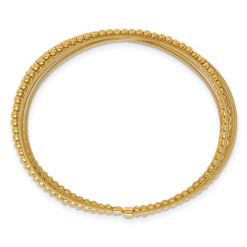 Herco 18K Polished Beaded and Textured Multi-Row Cuff Bangle — alternate view