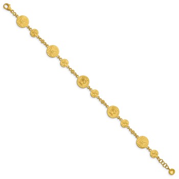 Herco 18K Satin and Textured Diamond Solid Coin w/ .5in ext. Bracelet — alternate view
