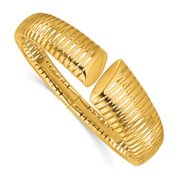 Herco 18K Polished Fancy Criss Cross Hinged Cuff Bangle