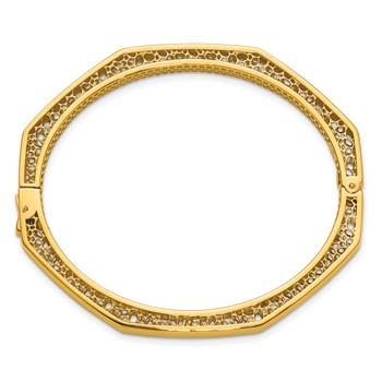 Herco 18K Polished Fancy 4.5mm Octagonal Hinged Bangle — alternate view