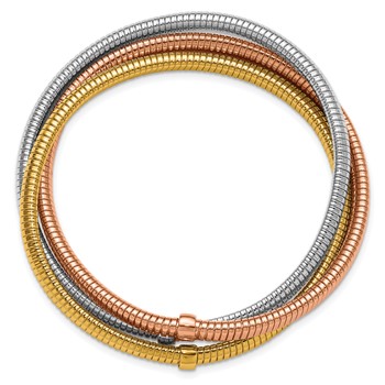 Herco 18K Tri-color Polished Triple Intertwined Slip On Stretch Bracelet — alternate view