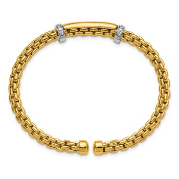 Herco 18K Two-tone Polished Diamond Round Box Cuff Bangle — alternate view