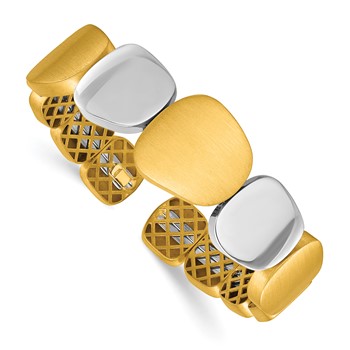 Herco 18K with White Rhodium Polished and Brushed Pebble Cuff Bangle