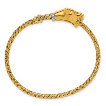 Herco 18K Two-tone Polished Woven Diamond Panther Cuff Bangle — alternate view