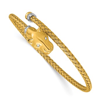 Herco 18K Two-tone Polished Woven Diamond Panther Cuff Bangle