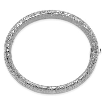 Herco 18K White Gold Textured and Diamond-cut 15.25mm Hinged Bangle — alternate view