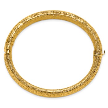 Herco 18K Textured and Diamond-cut 15.25mm Hinged Bangle — alternate view