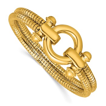 Herco 18K Polished and Diamond-cut Fancy Circle Link Bangle