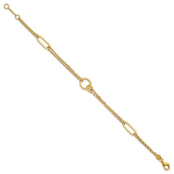 Herco 18K Polished Fancy Two-Strand Link 6.75 Inch with .5 Inch Extension Bracelet — alternate view