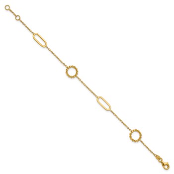 Herco 18K Polished and Beaded Fancy Link 6.75 Inch with .5 Inch Extension Bracelet — alternate view