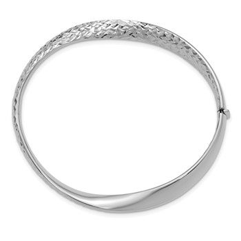 Herco 18K White Gold Polished Twisted and Diamond-cut Hinged Bangle — alternate view