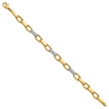 Herco 18K Two-tone Polished Fancy Diamond Link 7.5 Inch Bracelet — alternate view
