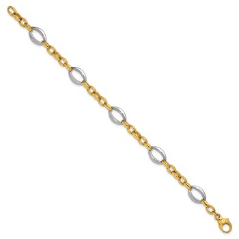 Herco 18K Two-tone Polished Navette and Oval Link 7.5 Inch Bracelet — alternate view