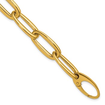 Herco 18K Polished 11.3mm Elongated Oval Link 7.75 Inch Bracelet