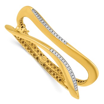 Herco 18K Polished Fancy Wavy Diamond Hinged Bangle